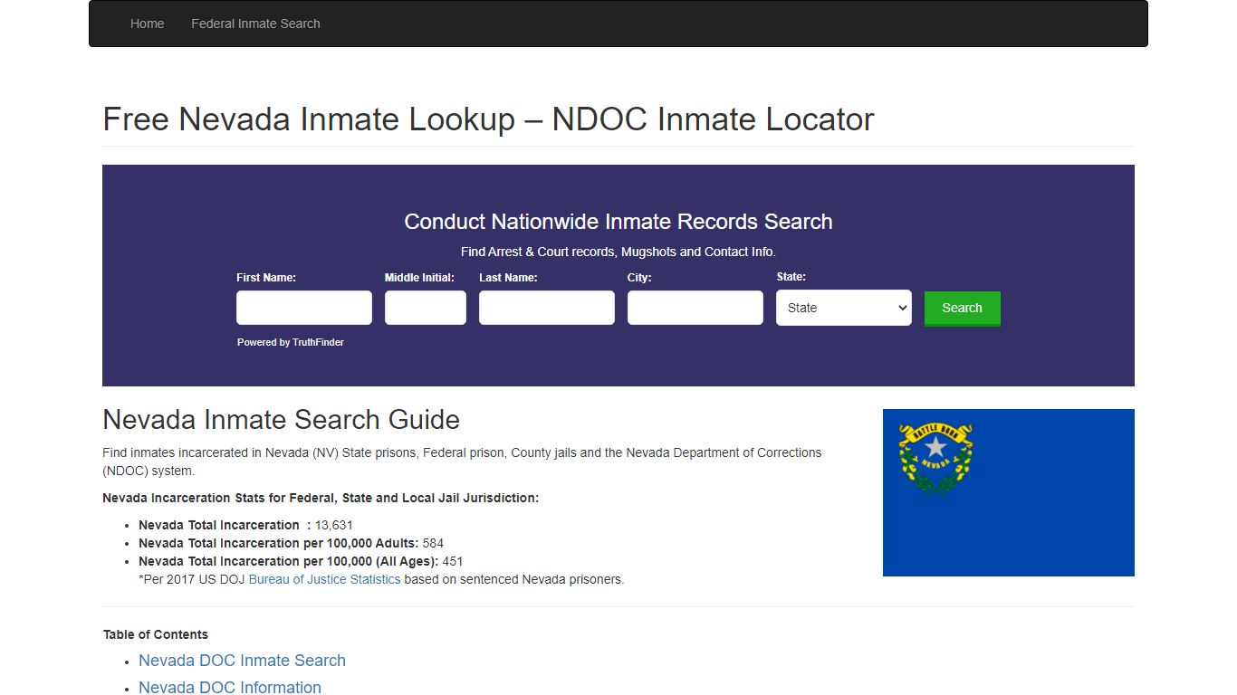 Nevada Inmate Search - NV Department of Corrections Inmate ...